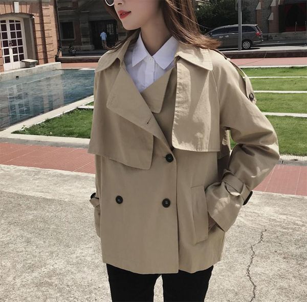 

ветровка хаки осень свободная водолазка карманы пальто куртки, Black;brown