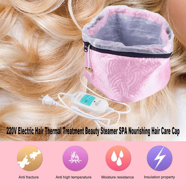 

220v electric hair thermal treatment beauty steamer spa nourishing hair care cap waterproof and anti-electricity control heating