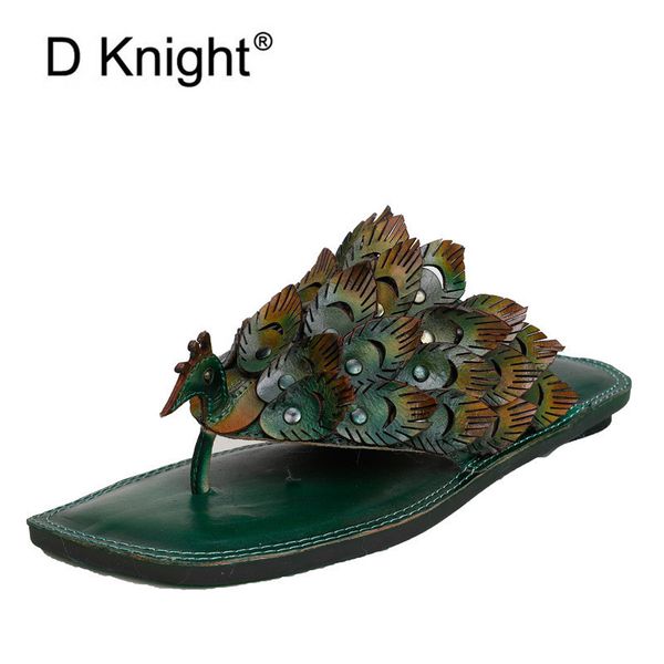 

slippers original summer 2021 peacock women flip flops soft sole clip toe female sandals shoes genuine leather ethnic ladies, Black