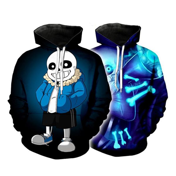

undertale 3d printed hoodies men women sweatshirt halloween casual pullovers streetwear, Black