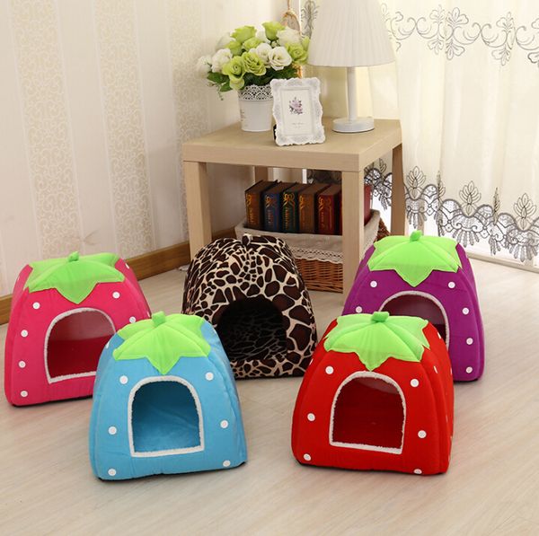 

wholesales 2019 dog cat bed dog room kennel cat litter strawberry nest rabbit nest cat room removable and washable pet supplie