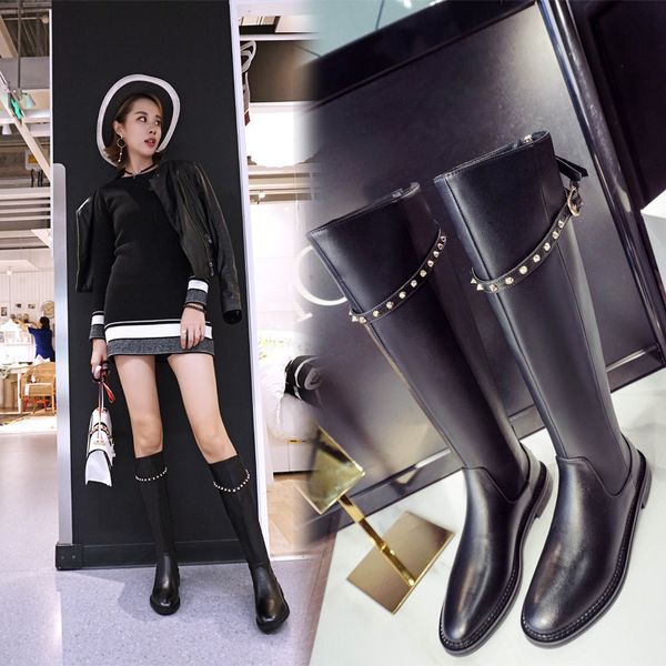 

winter boots women 2019 soft genuine leather boots women long woman winter botas mujer footwear, Black