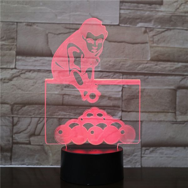 

3d-1699 playing billiards led acrylic night light with 7 colors touch remote control illusion change home decoration lights