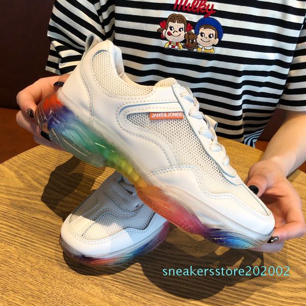

кроссовки женщины 2019 summer hot женская обувь чистая flats сетки плоской платформой повседневный спорт lace-up круглый toe thick sole квар, Black