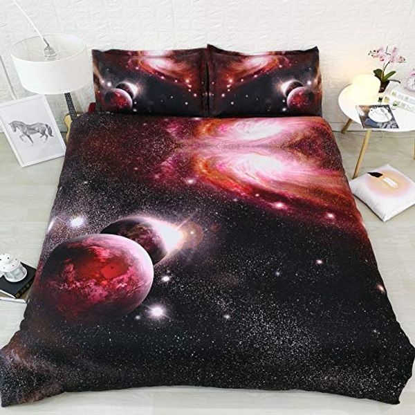 3d Galaxy Bedding Set Red Black Bedspreads Queen King Size Duvet