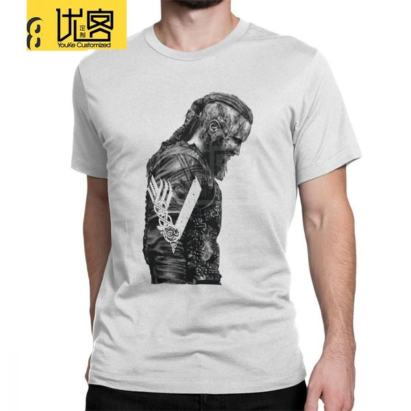 

king ragnar lothbrok t-shirts valhalla simple style t shirt man's short sleeves white tees purified cotton o neck, White;black