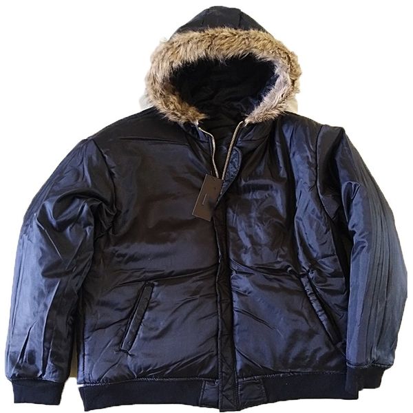 

plus size big men's wadded jacket extra large thickening double-sided wearable jacket winter coat male with hat, Black