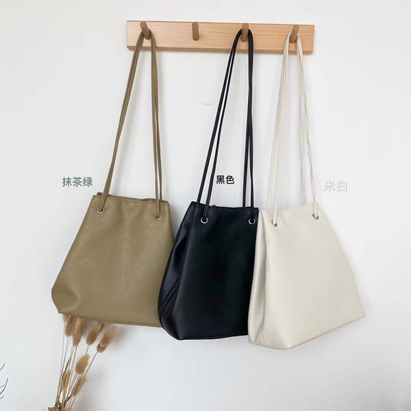 

2020 new korean women bag fashion simple bucket bag wild large capacity messenger solid color shoulder tide