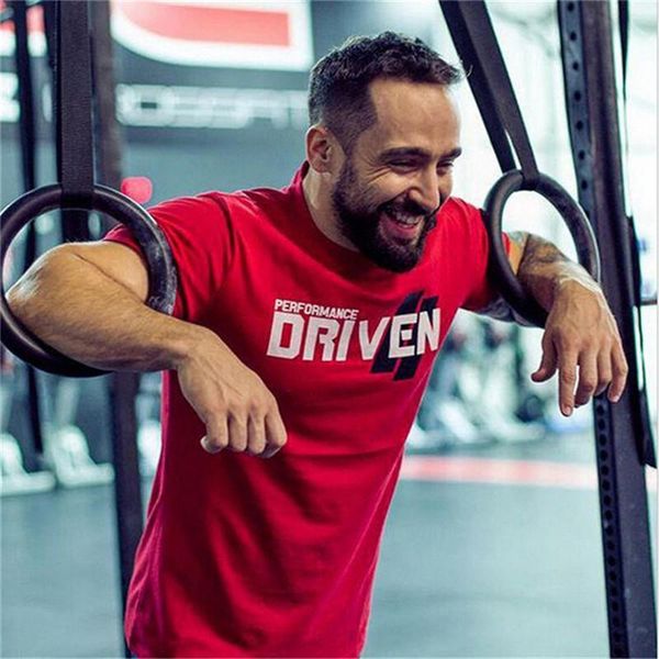 

mens summer gyms fitness brand t -shirt crossfit bodybuilding slim shirts printed o -neck short sleeves cotton tee clothing 2020, White;black