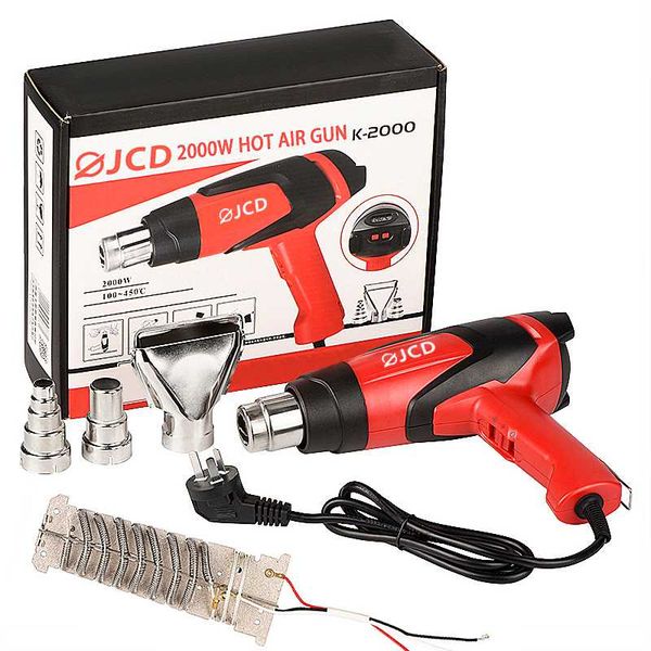 

jcd 2000w air gun 220v/110v adjustable temperature industrial heat gun for home diy soldering rework lcd display hair dryer
