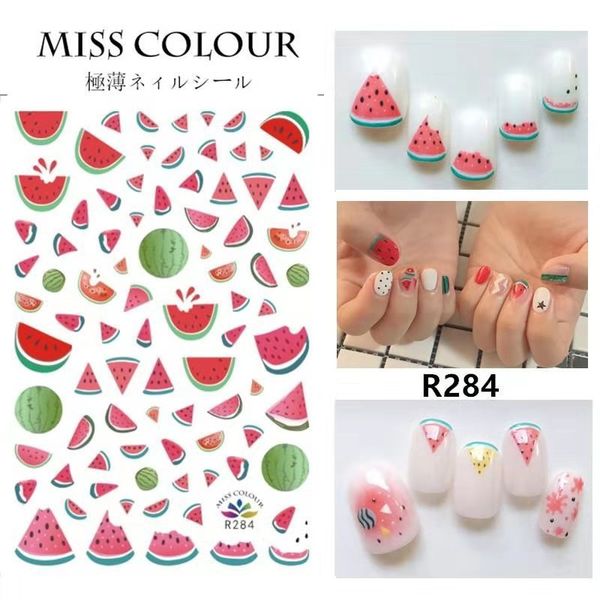 

1 pc nail sticker water decal nail sticker cartoon fruit lemon slider art transfer decal colorful charm decor, Black