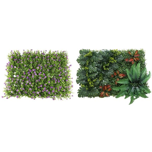 

2 pcs 60x40cm green artificial meadow diy miniature lawn plastic artificial grass wall panel for wedding, home, garden decoratio
