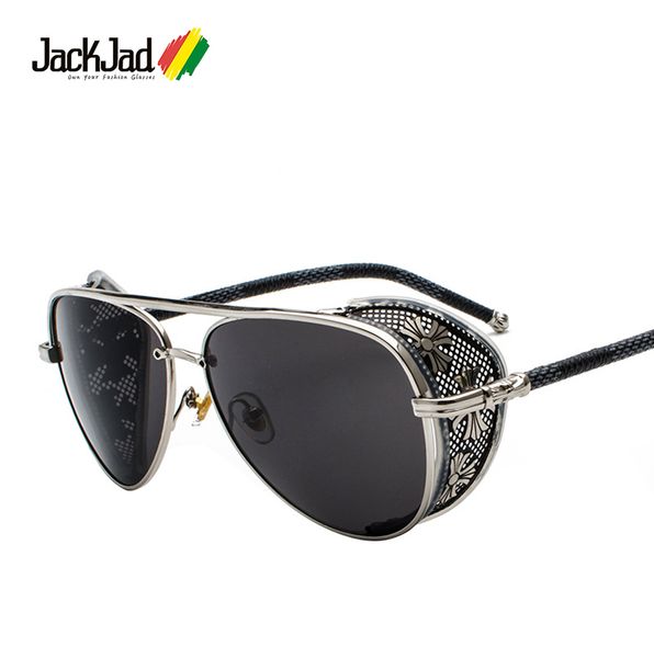 

jackjad 2020 vintage luxury steampunk style sunglasses quality handmade side shield brand design sun glasses oculos de sol 1506 y200415, White;black