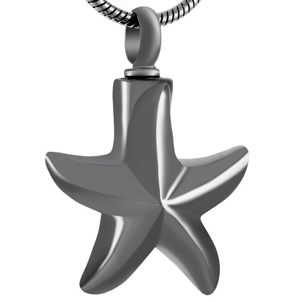 

ijd9208 stainless steel cremation commemorative cute gun color starfish pendant for ashes urn keepsake souvenir necklace jewelryfor girl, Silver