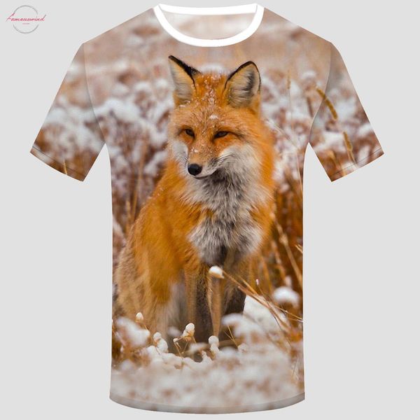 

summer womens t shirt short sleeve o neck animal fox 3d printed tshirt funny bayan gomlek tee shirt women clothes, White