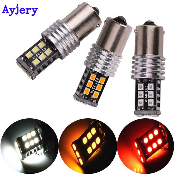 

ayjery 50pcs 1156 ba15s 1157 bay15d canbus 12v 24v dc 2835 15 smd led p21w bulbs auto car led tail turn brake signal light lamp