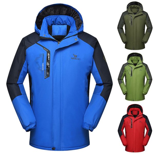 

fashion men's inner fleece autumn winter sport outdoor windbreaker thick warm down parkas jacket coat outwear sportswear, Blue;black