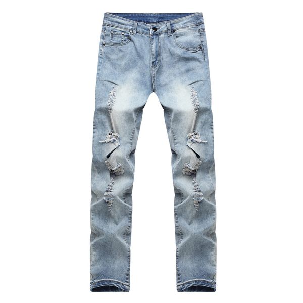 

ripped jeans men 2020 destroy hole mens biker jeans casual slim fit mens denim pants novelty streetwear, Blue