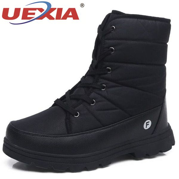

uexia outdoor high help winter men boots with fur warm plush snow boots men winter shoes couple ankle boats size 36-46, Black