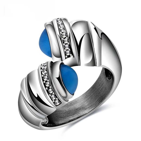 

2019 new trendy gothic punk stainless steel ring men retro opal diamond rings male ring jewelry party gift size 8, Golden;silver