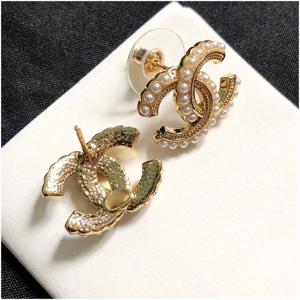 

women earrings gold compact temperament simple pearl earrings for women luxury designer jewelry women with stamp with box ing, Golden;silver