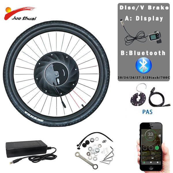 

new 36v electric bicycle imotor 2.0 front wheel conversion kit 20/24/26/27.5/29inch/700c v/disc brake e-bike front motor mtb kit, Silver;blue