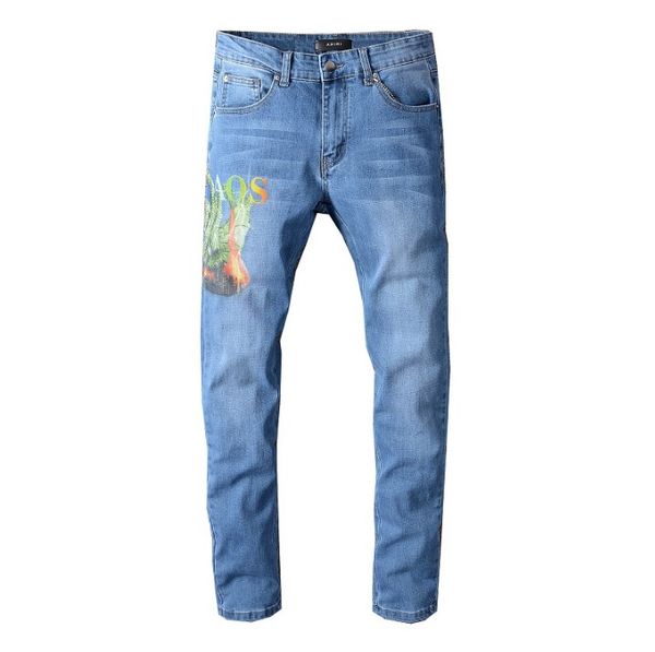 

2020 new arrival designer jeans men's summer fashion trend stretch slim straight jeans denim trend men's casual long pants, Blue