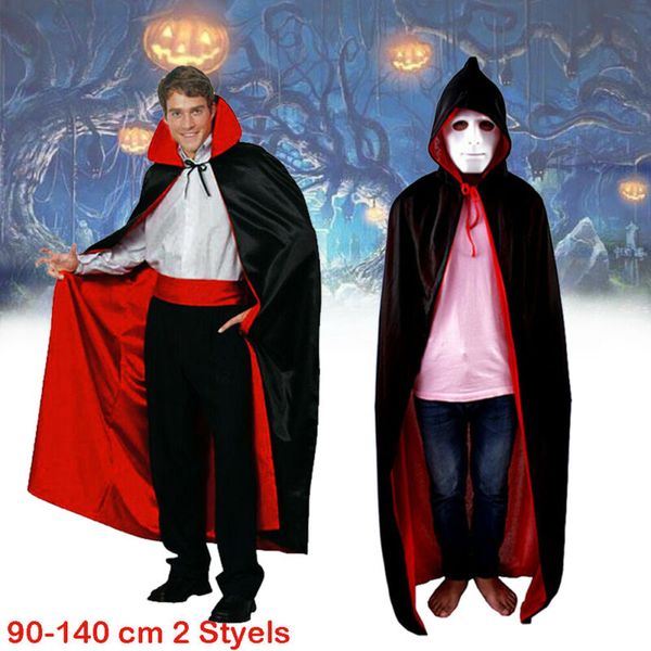 

men vampire capes kids hooded robes black red two way reversible halloween partty cloak full length cosplay, Silver