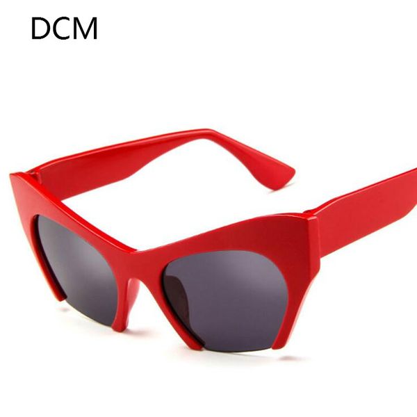 

dcm ladies cat's eye sunglasses half frame eyewears women retro sunglass fashion uv400 protection sun glasses, White;black