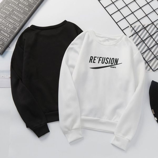 

p shoot # fall and winter clothes new style solid color loose-fit brushed and thick round neck sweater student korean-style, Black