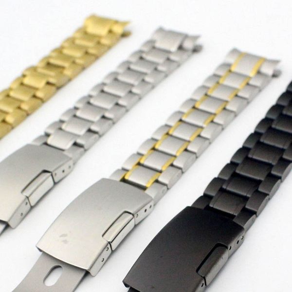 

18/19/20/22mm men watchband stainless steel solid links arc degree watch strap bracelet xin-shipping, Black;brown