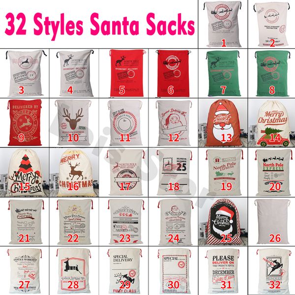 

31 styles christmas santa sacks 1pc drawstring canvas santa sack xmas canvas bag big claus gift bag drop shipping