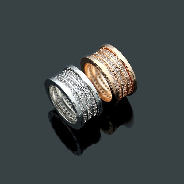 

z77 fahion full diamond big bvl brand man women factory wholesale decorative spring shape sell jewelry have logo 18k gold plated ring, Silver