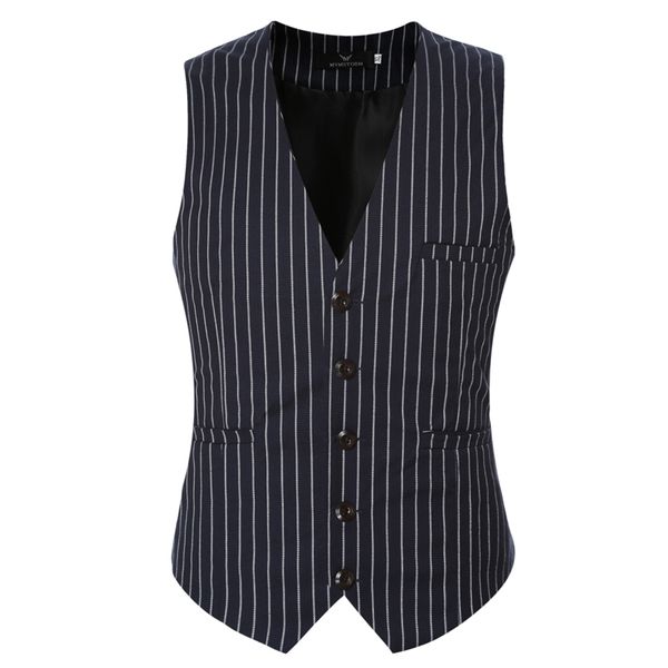 

clothing suit vests men fashion formal prom party striped slim fit single breasted dress vest, Black;white