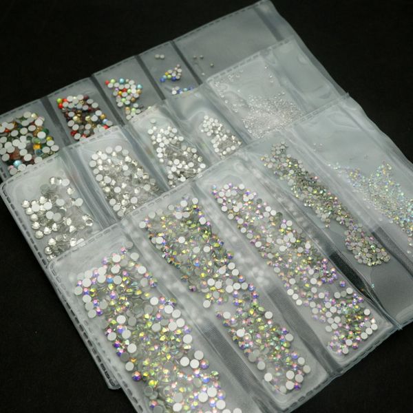 

1 pack mixed size flatback strass rhinestones glass crystal diamonds nail art decorations gems 3d tips manicure diy accessories, Silver;gold