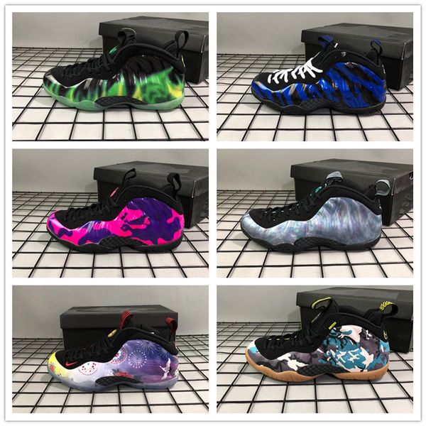 

2019 new foam one pro penny hardaway fireworks sprayed mens basketball shoes for blue green galaxy sports sneakers trainers size 40-47