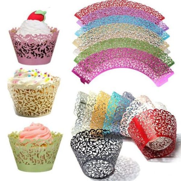 

us 50pcs cupcake wrappers filigree vine lace cup wrap liners wedding party decor hot