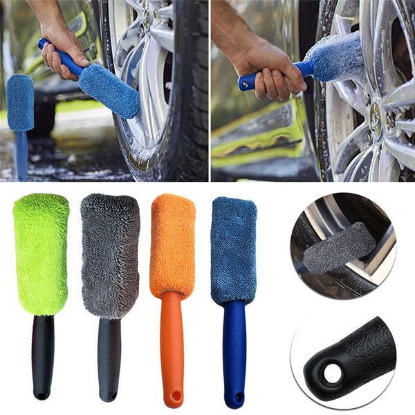 

new microfiber wheel tire rim brush wash durable convenient washing cleaner for car suv with plastic handle#294008