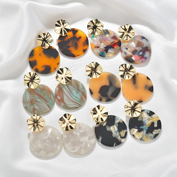 

2019 women wholesale leopard earrings acrylic resin round drop shape promotion christmas gifts for women wholesale jewelry, Silver