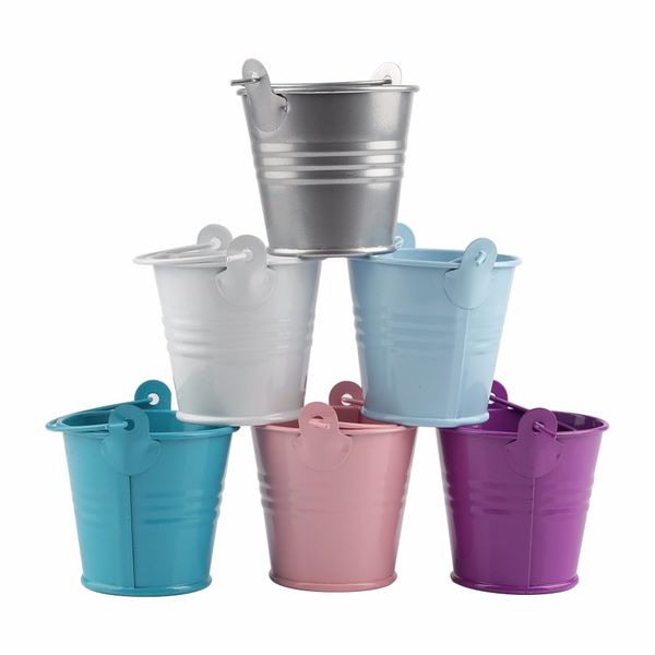 

12pcs wedding favors and gifts candy box metal mini tin bucket gift bags with handles wedding decoration event party supplies