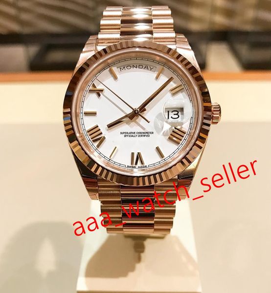 

mens automatic movement watches master 40mm day-date 228235 white roman numeral 18k everose president bracelet fluted bezel, Slivery;brown