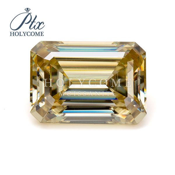 

fancy stones emerald cut yellow color 6.5x5mm 1ct loose stone moissanite diamond gemstones, Black