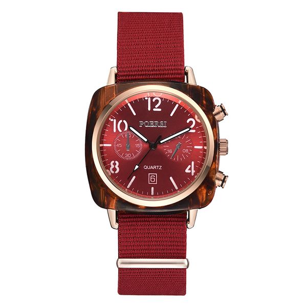 

man quartz watches classic colored dial with colored canvas band lxh, Slivery;brown