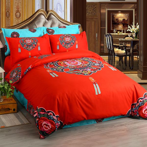 

4pcs four seasons bedding thickened grinding wool cotton twill bed sheets quilt cover 3d large version printing fashion elegant