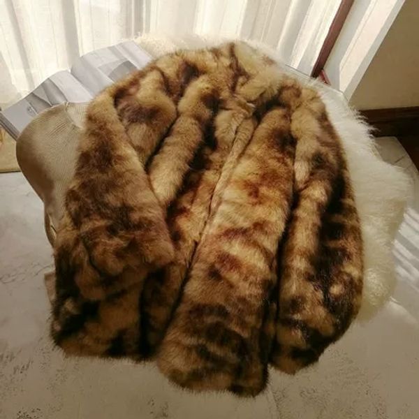 

autumn and winter thick warm stand collar faux fur coat, Black