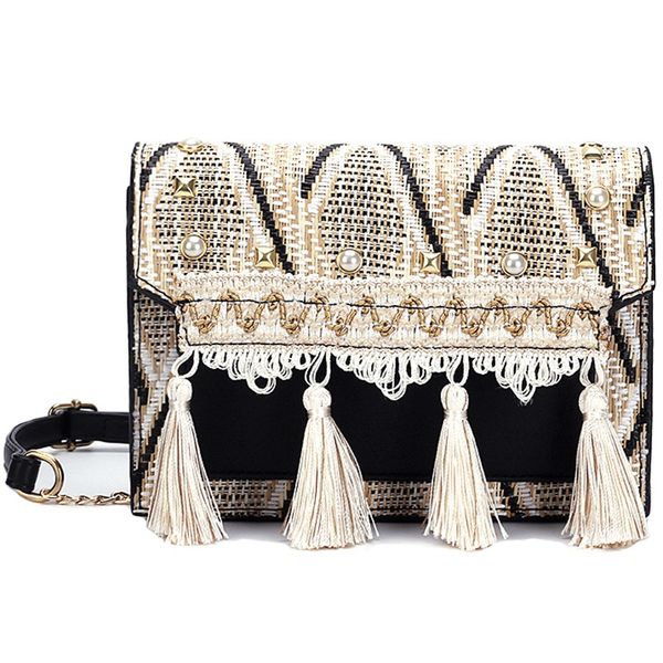 

new-lady fresh style handbag vintage tassel messenger bags for women design summer cute flap chain shoulder bag boh