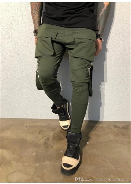 

designer mens pants fashion patchwork slim trousers casual mens skinny pants, Black