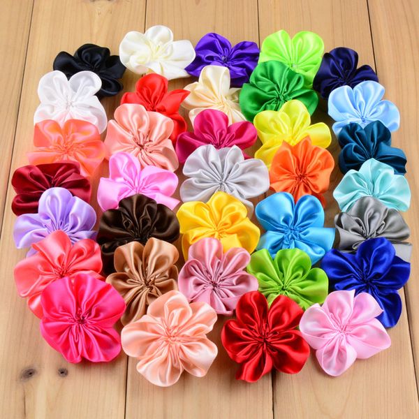 

40pcs/lot 7cm chiffon flower fabric flowers for headband diy hair accessories lsfb056