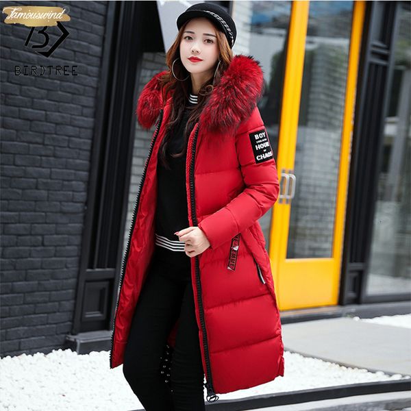 

женские зимние вниз ветровки зимней куртки большой толстая тонкая длинные пальто мода zipper капюшон длинные женщины верхняя одежда c88023l, Black