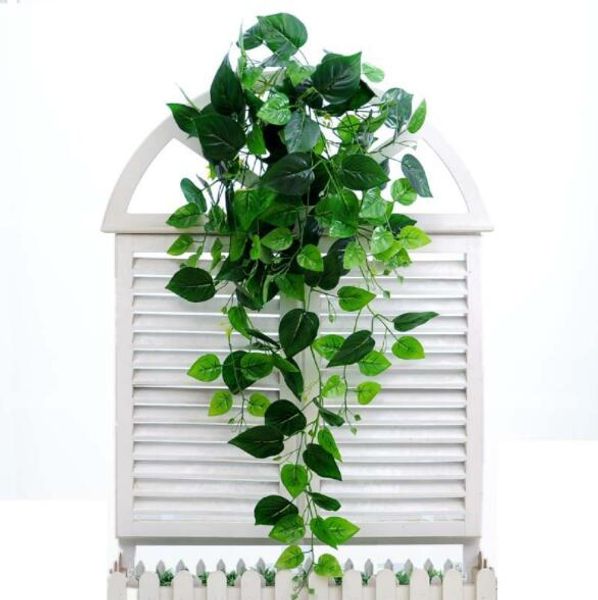 Vines artificiais hera folhas verdes falso de vime atacado Plastic Green Leaf Vine para Wall decorações Hanging casa